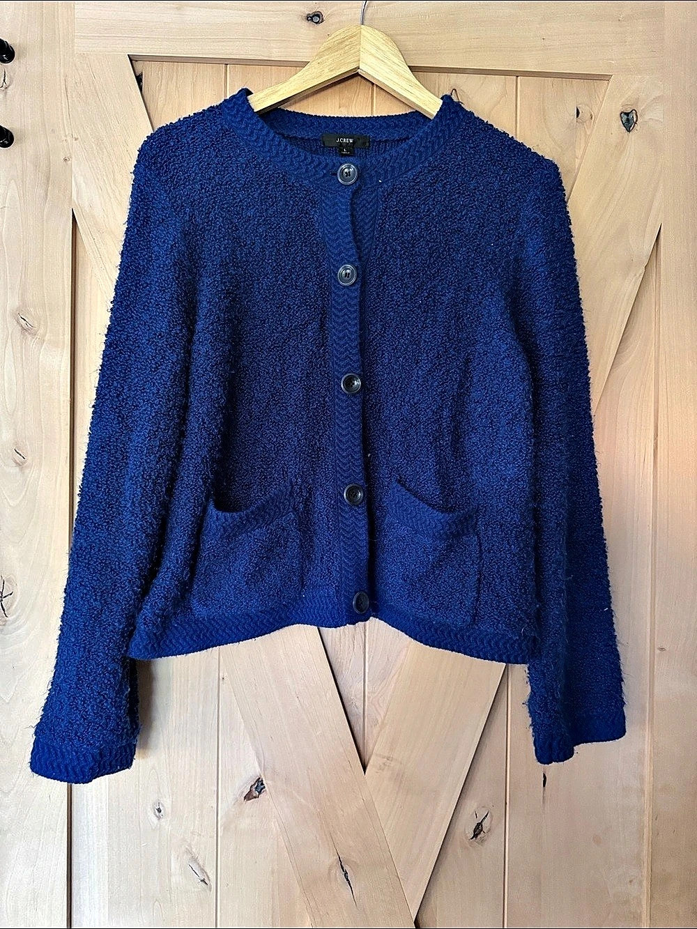 J.Crew Bouclé Lady Cardigan Sweater Blue Size Large